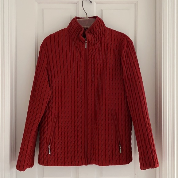 Gallery Women Water Resistant Red Stretch Quilted Lightweight Zippered Jacket - Picture 5 of 13